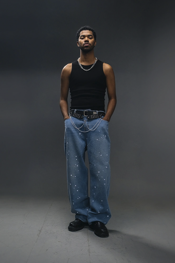 Denim baggy Painting Regular Blue