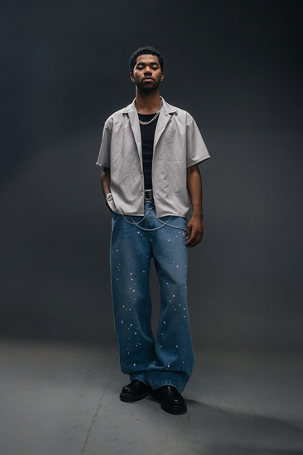 Boxy Cuban Collar Shirt Gray